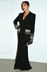 Crystal Sequin Maxi Coat Dress